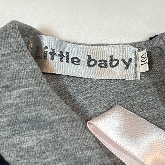 🎀Little Baby Girls Grey with Navy trim Dress Size 100 (3T) - Picture 5 of 7